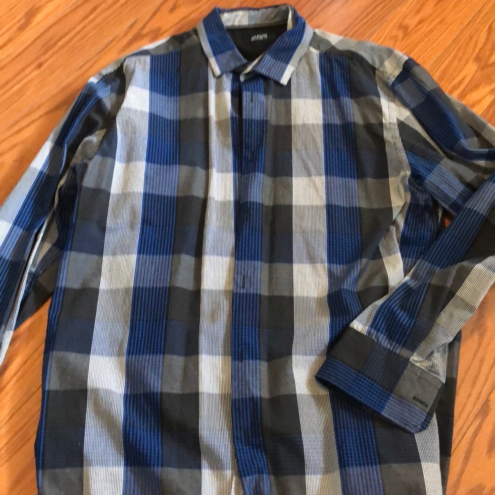 Alfani blue and grey button down.